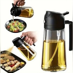 Kitchen Olive Oil Dispenser 2-in-1 Cooking Spray Automatic Flip Lid Bpa Plastic